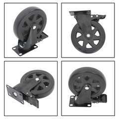 4Pcs Heavy Duty Casters Black 6″ W/ Brake 360° steering With 2× Hardware Kits