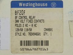 WESTINGHOUSE BF20F BF CONTROL RELAY T206244