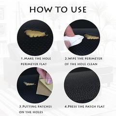 5pcs Parche Adhesivo Piel Sintetica 8x12in Negro Reparacion Sofa Asiento