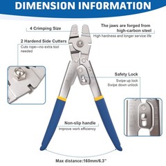 1/16IN 66FT Wire Rope Crimping Tool with 150pcs Aluminum Crimp Sleeves