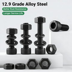 416PCS M4 Screw Assortment Kit Hex Socket Head Cap Bolts Nuts Washers 12.9 Alloy