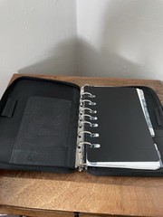 Franklin Covey Black Planner Zip Full-Grain Leather 7 Ring Zipper 32763.117 9×7”