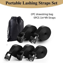 5Pack Cam Buckle Tie Down Straps, 1″ x 4 ft Heavy Duty Lashing Secure Strap A…