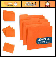 200 Letter Size File Folders – 1/3 Cut Tab, Durable 11pt Paper, Orange – Office