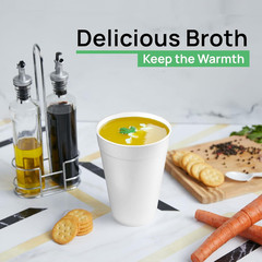 32 Oz Styrofoam Cups with Lids (25 Pack) Large Foam Cups for Hot and Cold Drinks