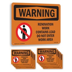 Renovation Work Contains Lead Do Not Enter OSHA WARNING Sign, Decal 5 or 10 Pack