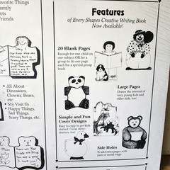 VTG Clown SHAPES ETC Creative Writing Book 10 Jumbo Sheets Art Paper NOS 1987 *