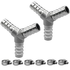 2 PCS 5/16 x 5/16 Inch Stainless Steel Hose Barb Fittings 3 Way Y Shape Fuel