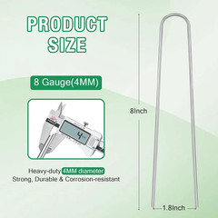 8 Gauge Landscape Staples, FUIJOL 8 Inch 15 25 50 100 Pack Heavy Duty U-Shaped L