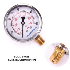 0-100 PSI Water Gas Pressure Gauge, 2-1/2’’ Dial, 304 Stainless Steel, 1/4’’ NPT