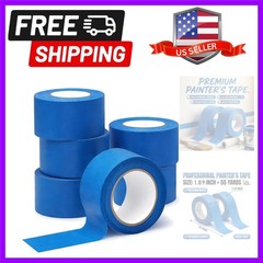 Painters Tape 2 Inch Wide（ 1.89 in. x 55 Yds）, 6 Rolls – Blue Masking Tape fo…