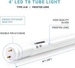 20 X Parmida LED T8 tube 4 Ft,20.4 watts,120-277V,30K,Type A+B, NEW