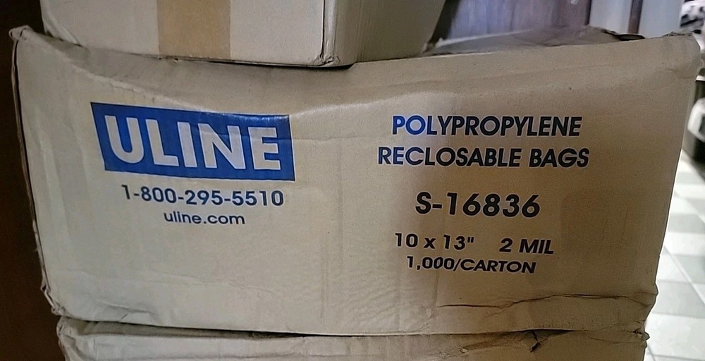 Uline 10×13 Reclosable Clear Polypropylene Bags 1000/ct 2 mil With Hang Hole