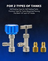 R1234yf Quick Couplers Set – Adapter Tool Kit with Self-Sealing Tap & Valve Core