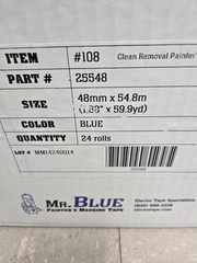 Mr. Blue 1.88″ (48MM) Blue Painters Tape, 60 Yards (54.8m)/Roll, Case of 24.