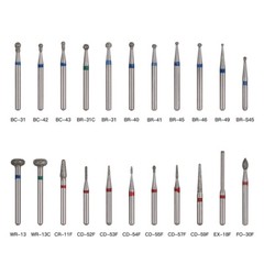 1000pcs/200Box AZDENT Dental Diamond Burs For High Speed Handpiece Friction Grip