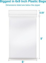 2 mil Clear Plastic 6”x 9”, 100/pk Reclosable Zip Zipper Lock Baggies