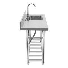 Freestanding 201 Stainless Steel Kitchen Sink With Faucet & Storage Shelf