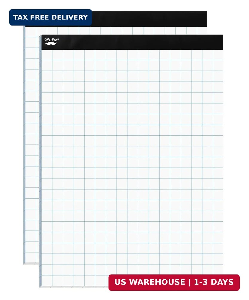 Mr. Pen- Graph Paper pads 8.5 x 11 Inches, 2 Pack, 55 Sheets/Pack | 2×2 (2 Squar