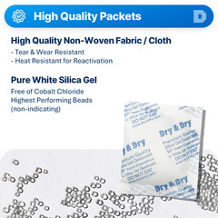 50 gram X 20 PK “Dry & Dry” Premium Silica Gel Pack – 10 Humidity Indicator Card
