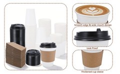 Coffee Cups, 50 Pack 12 oz Disposable Coffee Cups with Lids and Sleeves,