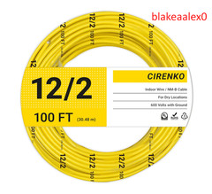 12/2 NM-B Cable 100 FT–UL Listed Residential Indoor Electrical Wire with Ground
