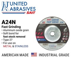 United Abrasives 20085 A24N Fast Grinding Wheel 7 x 1/4 x 5/8-11″ T27 Hub 10PK