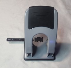 Metal Commercial Office Depot Gray 2 HOLE Punch With Paper Guide TESTED