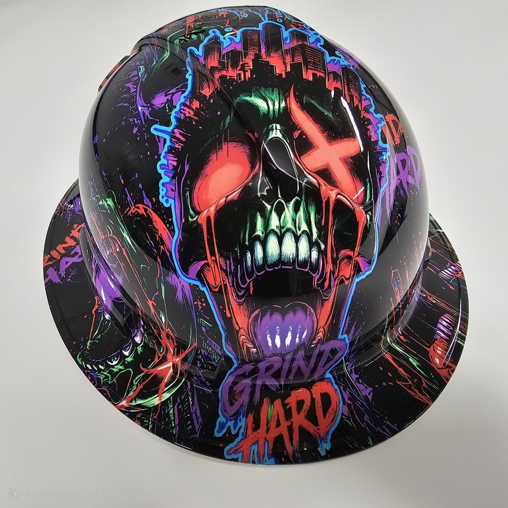 full brim hard hat custom hydro dipped IN BEAST MODE / GRIND HARD NEW