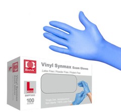Basic 1000 PCS Blue Synmax Vinyl Exam Gloves Latex-Free & Power-Free L-SIZE