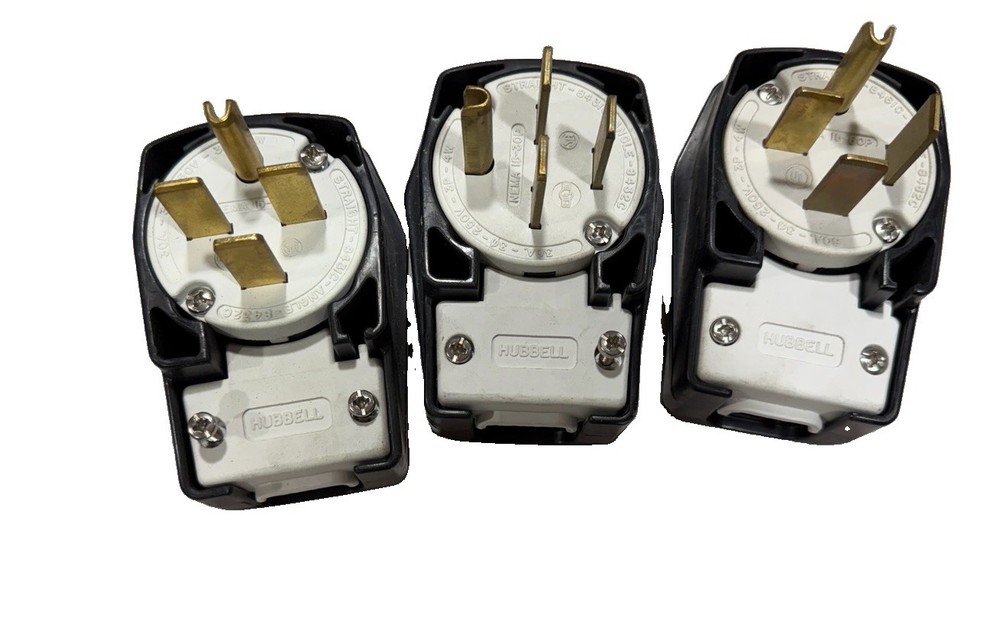 Hubbell NEMA 16-30P Heavy Duty Electrical Plug 30A 250V lot includes 3 plugs.