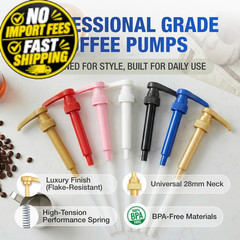 PERMINKS Premium Coffee Syrup Pack of 7, Gold, Black, Pink, White, Red, Blue