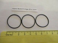 23mm ID x 25mm OD x 1mm thick O-ring. Buna-70. Quan 3.