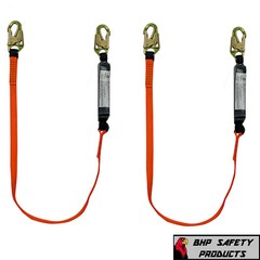 Fall Protection Safety Lanyard 6′ Internal Shock-Absorbing with Snap Hook 2/Pack