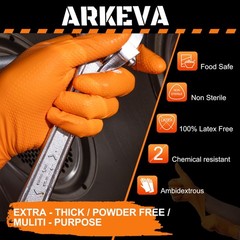 ARKEVA 8 Mil Nitrile Industrial Disposable Gloves, 8 Mil, Latex-Free, Raised …