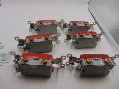 (Lot of 6 switches) Legrand Single Pole Locking switch With 4 Keys 20 Amp Gray