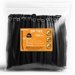 1000 PCS 10 Inch Nylon Zip Ties 50 Pounds Tensile Strength Black Cable Tie