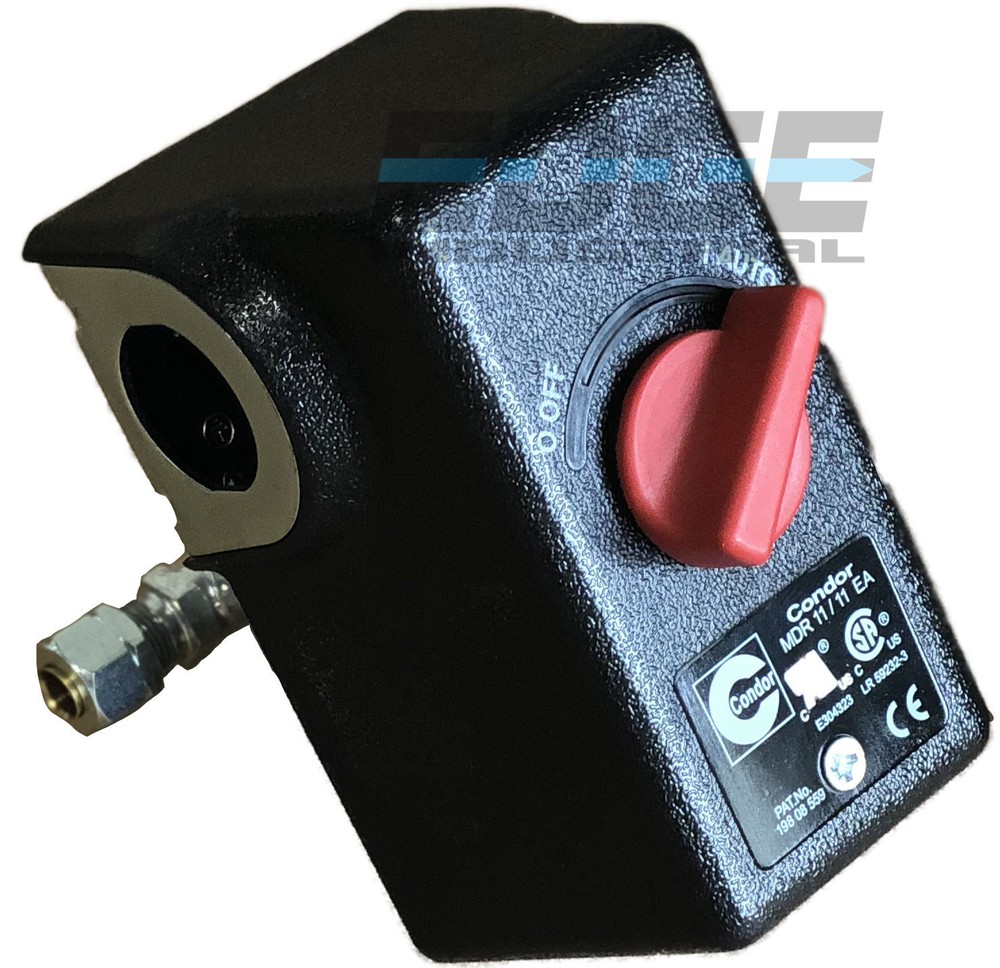 HEAVY DUTY CONDOR USA PRESSURE SWITCH, 26AMP, 11GA2E, 100/125 PSI,1/4″ FNPT,DPST