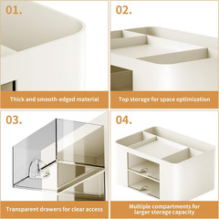 Pen Organizer with 2 Drawer, Multi-Functional Pencil Holder for Desk, Desk Organ