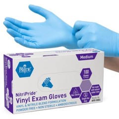 Nitripride Nitrile-Vinyl Exam Gloves, Medium, 100 Count – Powder & Latex Free