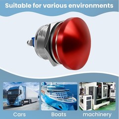 Red Mushroom Head Momentary Push Button Switch IP65 Waterproof 12V 24V 110V 250V