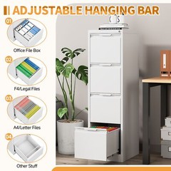 Metal 4 Drawer File Cabinet w/Lock Metal Vertical Filing Cabinet for Office Home