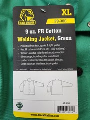 Revco Black Stallion 9 oz FR 30″ Green Cotton Welding Jacket Size XL