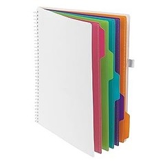 Spiral Folder Organizer – 5 Dividers & 10 Pockets with Zipper Pouch, Multi