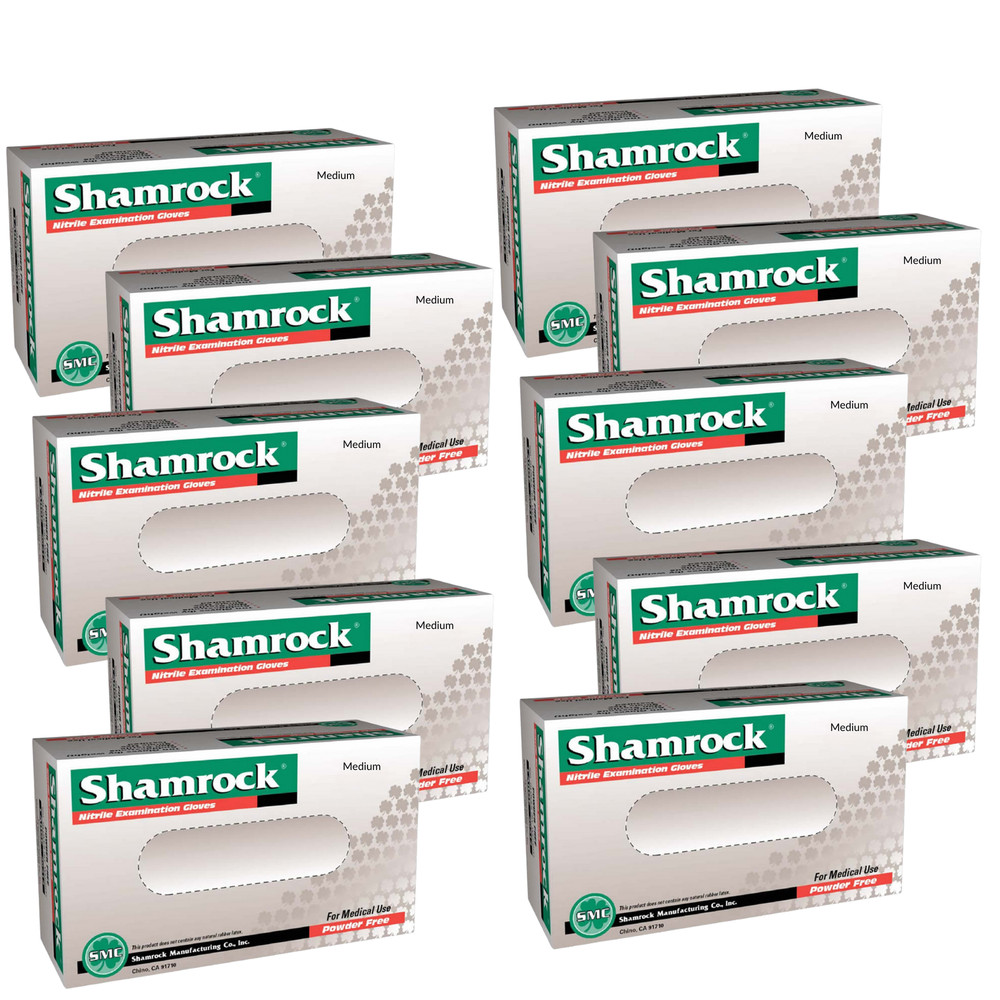 MEDIUM Shamrock Nitrile Exam Gloves 1 CASE- 10 BOXES