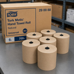 Tork 290088 Matic H1 Hardwound Paper Towels Natural 1-Ply 700 ft 6 Rolls