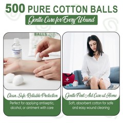 Medium Size Cotton Balls – Soft, Absorbent, Non-Sterile 100% Pure Cotton for …