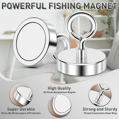 FINDMAG Fishing Magnets 300 LBS Pulling Force 2 inch Neodymium Rare Earth Magnet