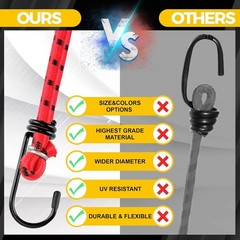 Heavy Duty 12-Piece Bungee Cord Set – Elastic Hooks for Ultimate Security