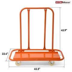 Heavy Drywall Cart 45.3″ L × 22.4″ W × 46″ H W/ 4 Swivel Wheels 3000 LB Capacity